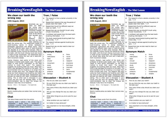 A 2-Page Mini-Lesson - Tooth-Brushing